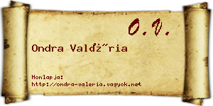 Ondra Valéria névjegykártya